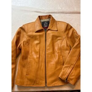 Durango Tan Leather Jacket Womens XL Quilted Lining Western Zip Front Buckle